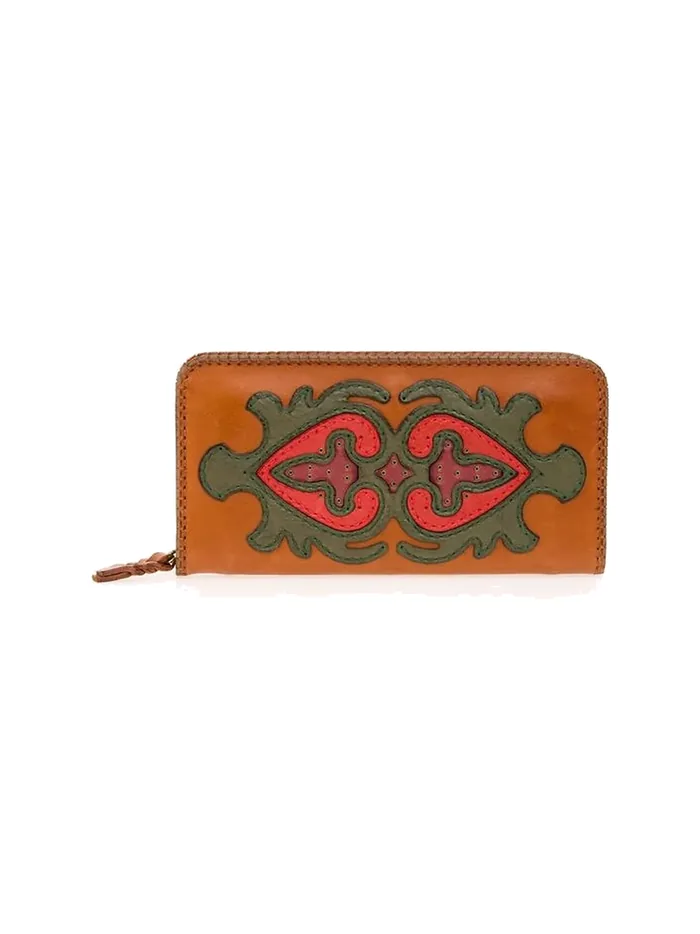 GÖN tan hand-tooled leather zip wallet