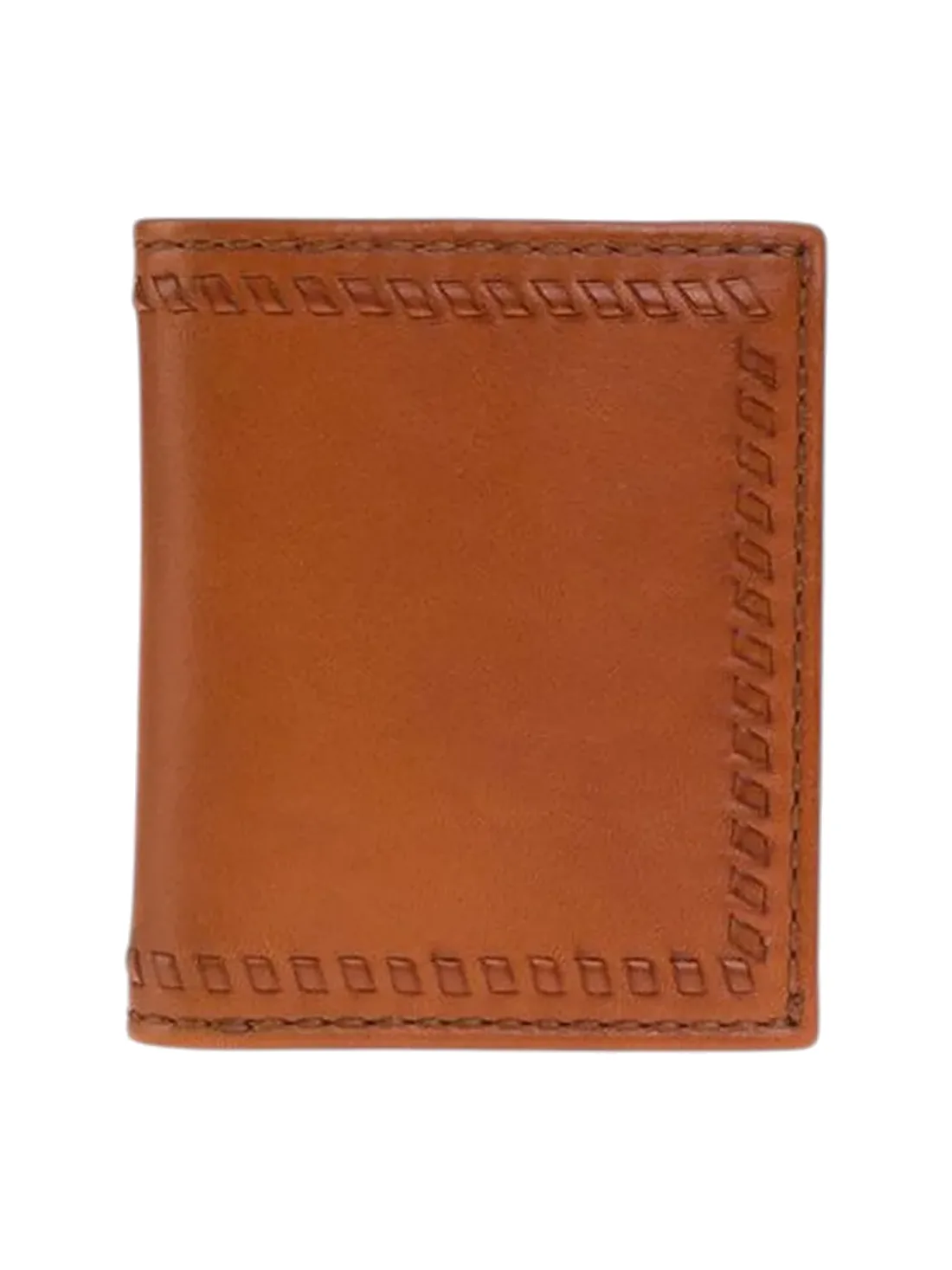 GÖN tan leather men’s bifold wallet with whipstitched edge